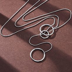Ожерелья-лариаты из нержавеющей стали 304 с тройным кольцом NJEW-R026-16P