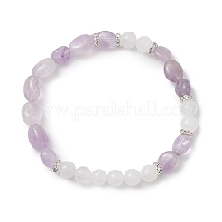 Браслеты из натуральных бусин белого нефрита и лавандового аметиста круглой и самородной формы для женщин&nbsp;BJEW-JB13146