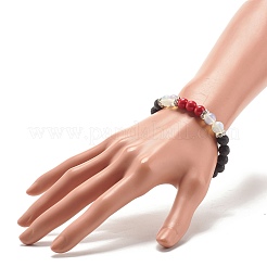 Эластичный браслет из натуральной лавы&nbsp;BJEW-JB07712