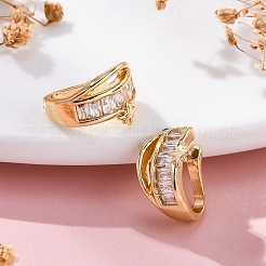 Серьги-манжеты из латуни с микропаве из прозрачного кубического циркония EJEW-H147-17G