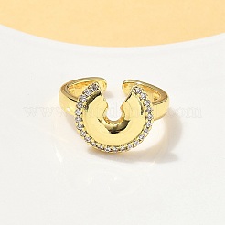 Открытые манжеты из латуни с микропаве кубический цирконий&nbsp;RJEW-V009-11G