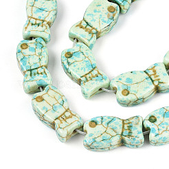 С напылением окрашенные синтетические бирюзовые бусинки TURQ-T004-16A