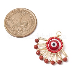 Подвески из натуральной красной ограненной яшмы и бусин ручной работы в технике лэмпворк PALLOY-MZ00472-02