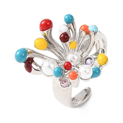 Открытые кольца манжеты из латуни с микропаве и кубическим цирконием&nbsp;RJEW-C153-03P