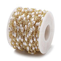 Цепи из латуни и АБС-пластика с овальными звеньями и жемчугом CHC-G024-10G