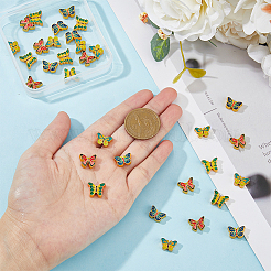 32шт 4 цвета сплава эмалевые бусины ENAM-DC0014-94