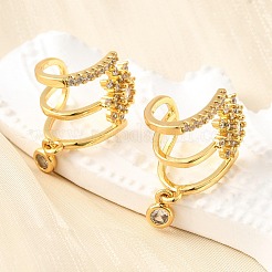 Латунные серьги-манжеты из прозрачного кубического циркония&nbsp;EJEW-K309-07G