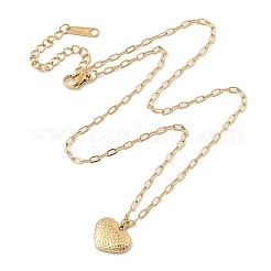 Ионное покрытие (ip) 304 нержавеющая сталь текстурированная подвеска в форме сердца скрепка цепочка ожерелье для женщин NJEW-F328-04G
