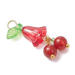 Круглые и стеклянные подвески в виде цветов и фруктов из натурального окрашенного желтого нефрита PALLOY-MZ00847