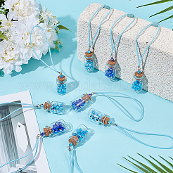 9шт 3-х цветные стеклянные бутылки подвесные украшения HJEW-GO00227