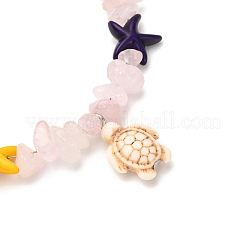 Комплекты браслетов с подвесками в виде черепахи из натурального розового кварца&nbsp;BJEW-JB12405-03