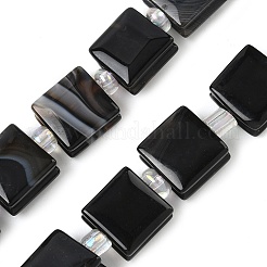 Натуральный агат с черными полосами / нитки из полосатого агата G-F802-B08-01