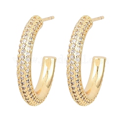 Серьги-гвоздики из латуни в форме буквы С с прозрачным кубическим цирконием&nbsp;EJEW-A156-11B-G