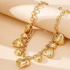 Ожерелья-нагрудники в виде цветка из сплава с текстурой в виде сердца для женщин NJEW-S458-01G