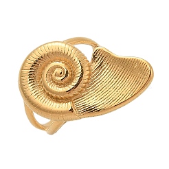 Улитка 304 нержавеющая сталь открытые манжеты кольца для женщин RJEW-Q007-03G