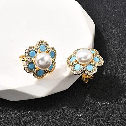 Серьги-гвоздики из латуни с микро-паве и прозрачным фианитом EJEW-A135-21G