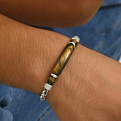 Браслеты из круглых бусин из натурального тигрового глаза PO7911