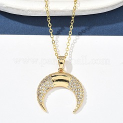 Ожерелья с подвеской из латуни с микропаве и прозрачным кубическим цирконием для женщин NJEW-S449-01A-G