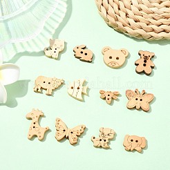 120 шт. 12 стиля деревянных пуговиц с 2 отверстиями&nbsp;BUTT-CJ0001-05