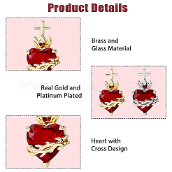 4 шт. подвески из латунного стекла 2 цветов&nbsp;KK-HS0015-77