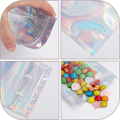 100 шт. прямоугольные пластиковые блестящие голографические пакеты с застежкой-молнией&nbsp;OPP-SP0001-03B