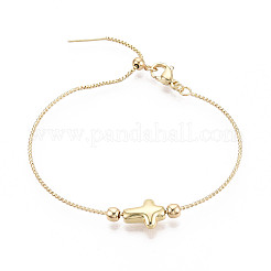 Регулируемые браслеты-слайдеры из латунных бусин для женщин BJEW-T022-20G