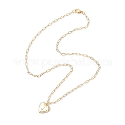 Сердце с буквой латунный кулон скрепка цепочка ожерелья&nbsp;NJEW-JN05379-03