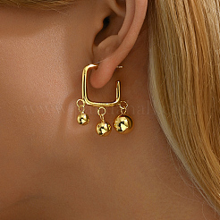 Винтажные французские геометрические серьги неправильной формы в форме буквы С с круглыми латунными гвоздиками XB0811