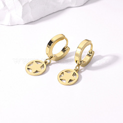 Серьги-кольца в форме звезды с плоскими бусинами из нержавеющей стали 201 ZU0993