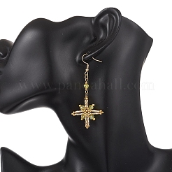 Серьги-подвески из стеклянных бусин в форме звезды&nbsp;EJEW-MZ00664-01