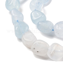 Нити бусин из натурального радужного лунного камня и аквамарина G-L610-B03-01