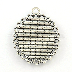 Тибетский стиль овальный сплава сеттинги кулон кабошон TIBEP-Q045-007AS-RS