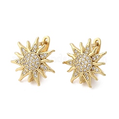 Серьга-кольцо в форме солнца из прозрачного кубического циркония&nbsp;EJEW-C002-10G-RS