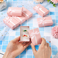 Картонные подарочные коробки для ювелирных изделий в горошек с бантом CON-TAC0001-10A