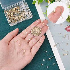 50 шт. настоящие латунные горизонтальные петли для сережек-крючков с покрытием из 18-каратного золота KK-CN0001-81