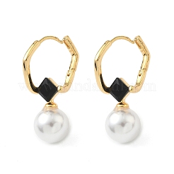 Круглые серьги с застежкой-рычагом из латуни и стекла EJEW-Z152-04G