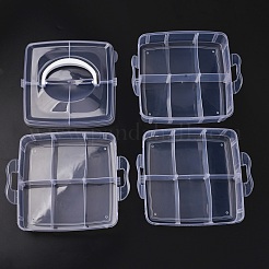 (распродажа бракованных вещей: поцарапанные) 3-уровневые 18-сеточные пластиковые коробки-органайзеры с ручками в виде бусин CON-XCP0002-60