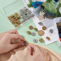 40 шт. 2-х цветные пуговицы из сплава с тремя отверстиями на ножке BUTT-AR0001-13