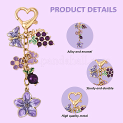 Подвеска в виде цветка винограда и бабочки из сплава эмали&nbsp;HJEW-YW00149