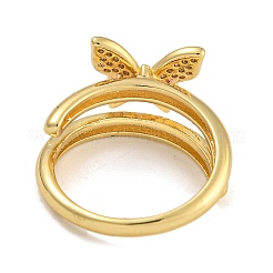 2 шт. 2 стиля латунных микропаве кубических цирконий регулируемые кольца для женщин&nbsp;RJEW-P127-16G