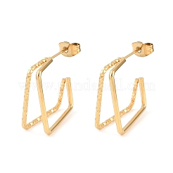 Двухслойные квадратные серьги-гвоздики из нержавеющей стали 304&nbsp;EJEW-D339-02G