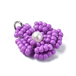 Подвески из стеклянных бусин в виде маргариток PALLOY-MZ00462-04