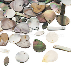 50 шт. 5 стиля: натуральные черные ракушки для губ и подвески в виде пресноводных кристаллов SHEL-TA0001-22