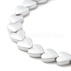 Эластичный браслет из синтетического гематита с бусинами в форме сердца&nbsp;BJEW-JB07694