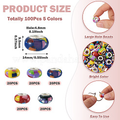 100 шт. 5-цветные европейские бусины из смолы в богемном стиле&nbsp;RESI-TA0004-83