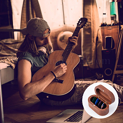 1 шт. 4-слотовые овальные деревянные коробки для хранения медиаторов с магнитной крышкой OBOX-DC0001-03A