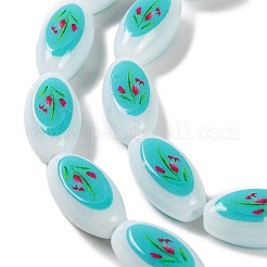 Печать стеклянных овальных бусин для изготовления ожерелья и браслетов GLAA-B020-01A-09