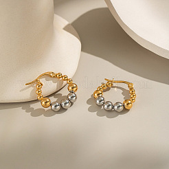 Круглые серьги-кольца из нержавеющей стали двухцветные FN9232