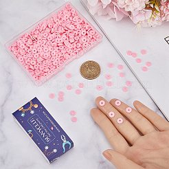 3 нить плоских круглых бусин из полимерной глины ручной работы&nbsp;CLAY-SC0001-69C