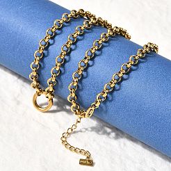 Женские ожерелья-цепочки Rolo с подвеской из нержавеющей стали 304 NJEW-Z091-04G